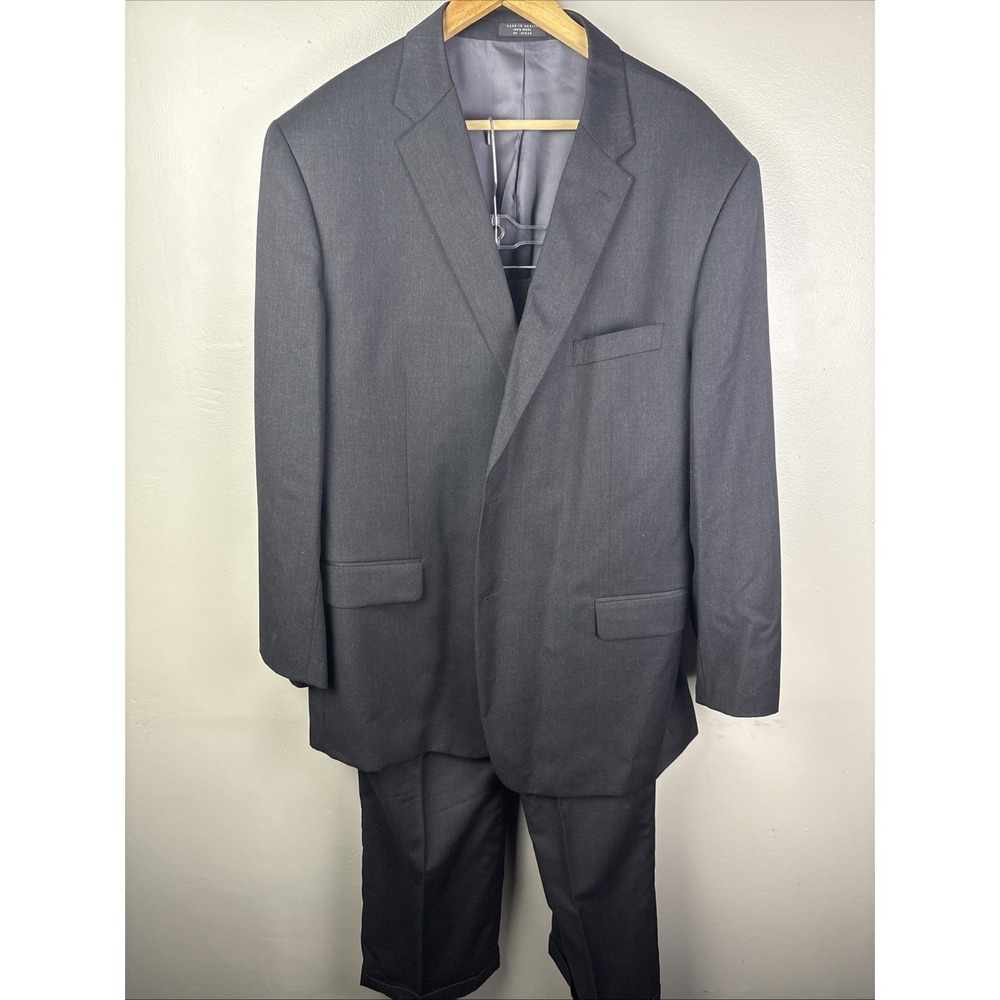 Tommy Hilfiger 48R 2PC 100% Wool Suit Blazer Men Pants 38 X 28 Black